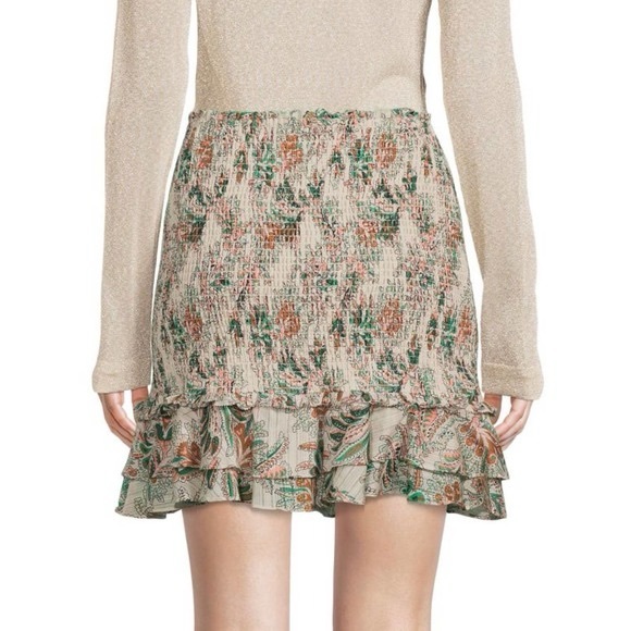 NWT VERONICA BEARD Multi Melodie Smocked Mini Skirt Stone Floral Size 6 - Picture 2 of 15